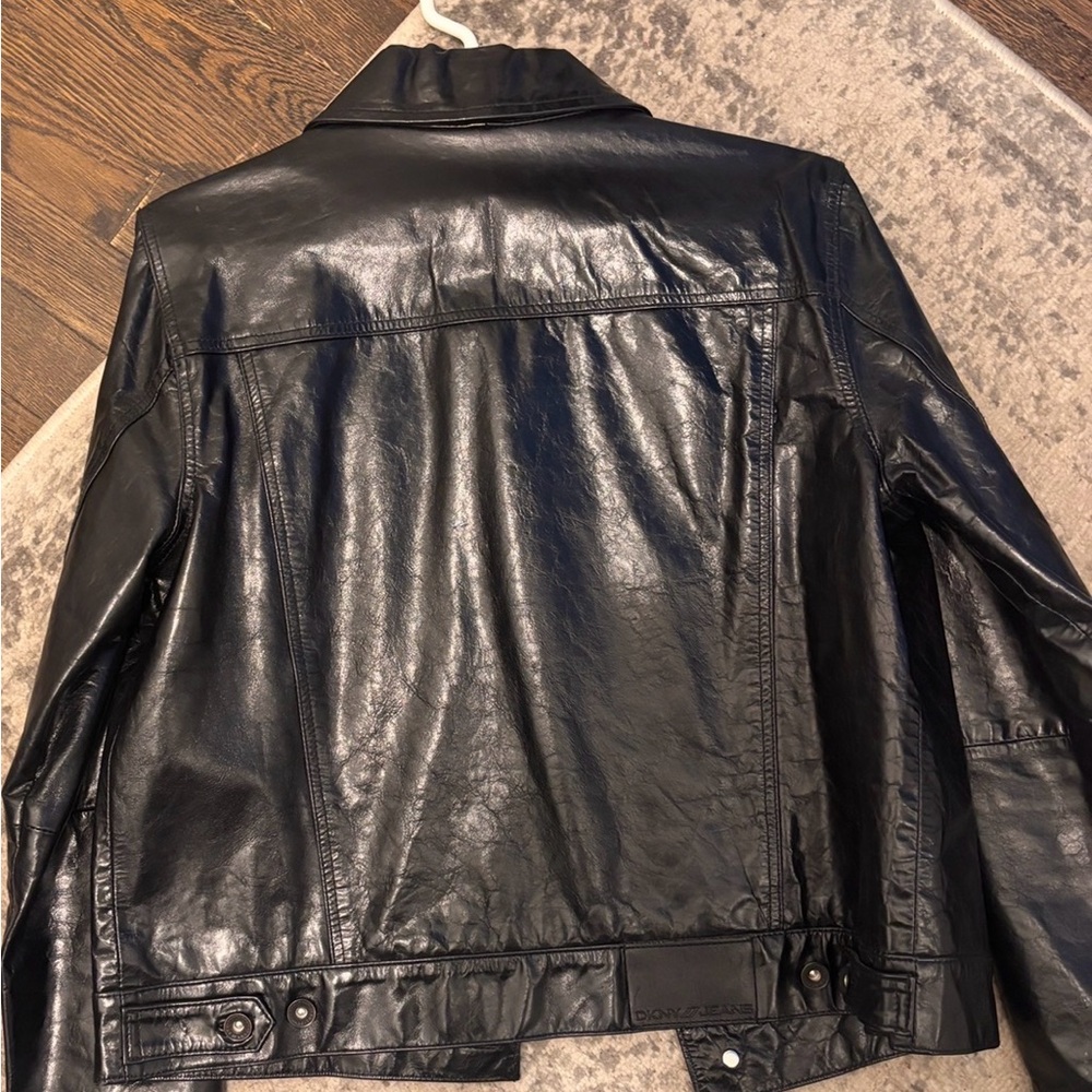 DKNY vintage  Black 100% Leather Jacket - Picture 3 of 9